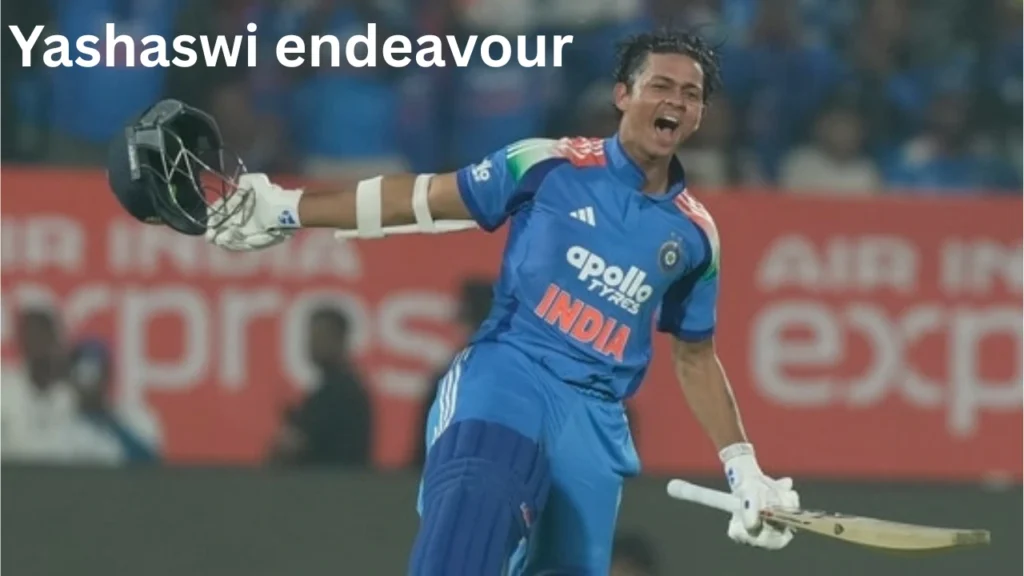 Yashaswi celebrating his first ODI ton 